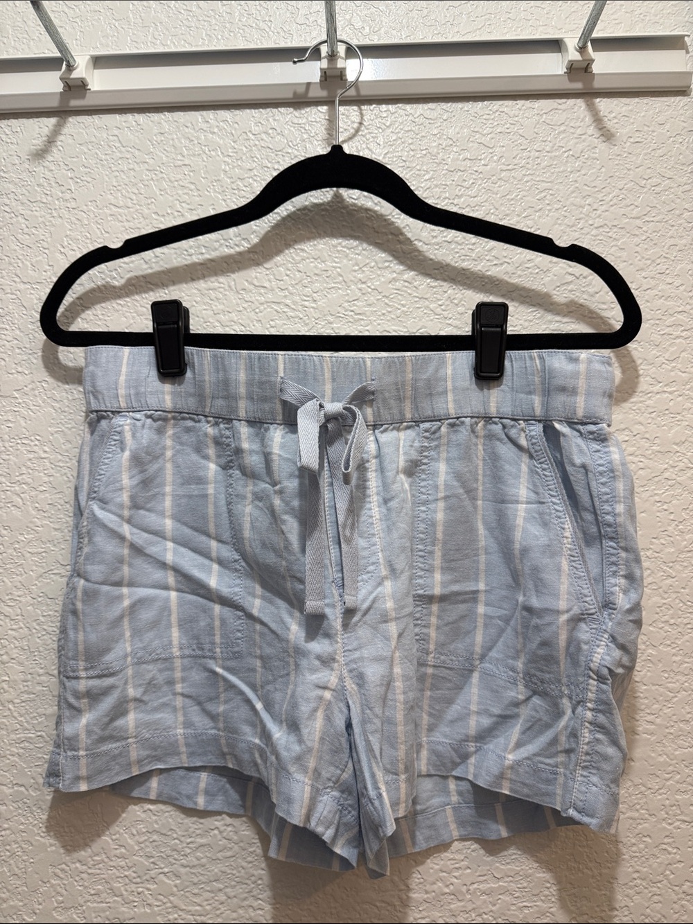 Caslon Light Blue and White Striped Womens Drawstring Shorts
